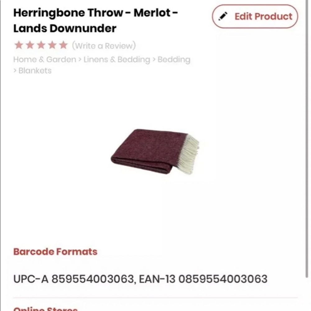 LANDS DOWNUNDER~ECRU ITALIAN CASHMERE SOLID THROW NIP